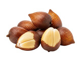 Snake fruits or salak fruit that has been peeled, white background isolated