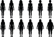© Art_By_Shoriphul - Set of female body silhouettes showing different weights and shapes, slimming progress concept, cad drawing flat vector illustration