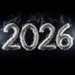 © Image - The image prominently features the number 2026, creatively rendered in a smoke-like texture, set against dark background.