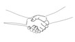 © IconicDesigns - Continuous line drawing of a handshake symbolizing partnership and collaboration as a linear art