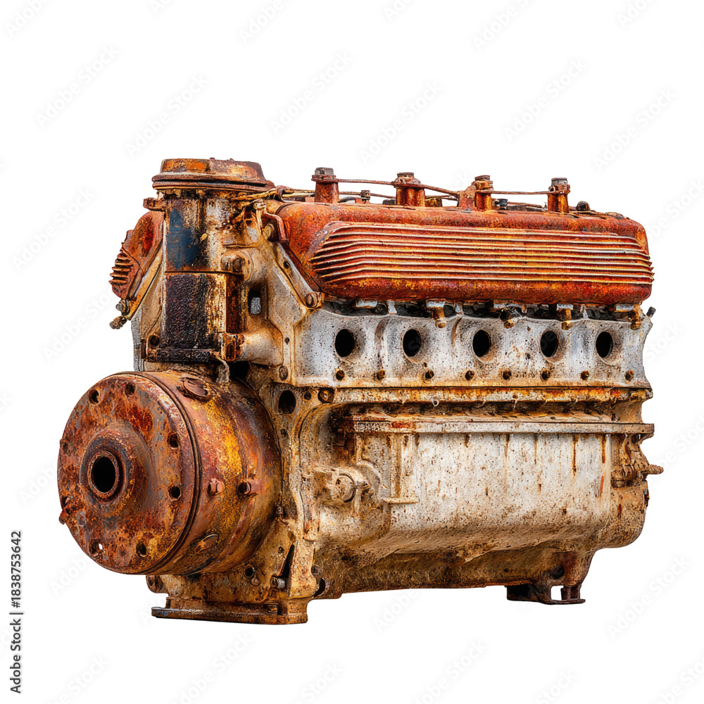 Rusty Vintage Engine with Weathered Patina and Detailed Textures for ...