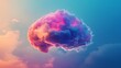 © Olsek - A vibrant cloud resembling a brain floats in a dreamy sky. This surreal image blends imagination and nature. Explore creativity and innovation. Generative AI