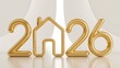 © Zargham - Golden 2026 new year house concept on white background