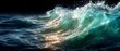 © Narongsag - Dark ocean water with a brightly lit turquoise breaking wave sparkling under night illumination