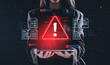 © ImageFlow - Cybersecurity warning concept showing data breach alert with dig