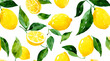 © Narin - Vibrant Italian lemon pattern with Amalfi coast motifs, summer Mediterranean design featuring citrus fruits, perfect for posters, postcards, and decorative prints.