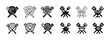 © Настя Шевчук - Set of black and white icons of barbecue grills and utensils