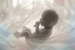 © olga_demina - Fetus developing inside a light, flowing, abstract womb, symbolizing new life, pregnancy, and fertility concepts for hopeful parents and medical advancements
