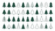 © MH Creation House - Set of christmas trees collection isolated on white background pine tree silhouettes in different styles and shapes with star icon set of various modern christmas trees new year eve celebration sign