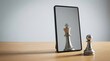 © Philipp - Chess pawn in mirror seeing king reflection, ambition self confidence concept