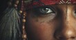 © anis rohayati - Close up portrait of a person with expressive eyes wearing tribal adornments