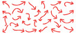 © GHDcreativedesigner - Various red brush drawn curved arrows. Creative arrows in grunge style, vector collection, beautiful and stylish. Arrow drawn hand vector line icon set.