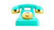 © Sodapeaw - Retro telephone vintage phone turquoise gold accent rotary dial communication classic old fashioned isolated nostalgia cheerful technology plastic shiny elegant decorative collectible antique desk