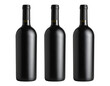 © Sujon Shah - Set of Three Matte Black Wine Bottles Standing Upright, Minimalist Style, isolated transparent background png