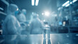 © photo for everything - A vial of liquid in a sterile laboratory setting. Scientists in protective gear work in the background, highlighting innovation and health advancements. Future is here.