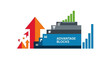 © Wong - Advantage Blocks visual representing business growth and success with upward arrows and achievement icons