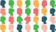 © Mithun - Vector silhouette colorful profile of a man and woman icon set