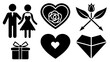 © aqib - Collection of black and white romantic icons representing love relationships celebration and commitment symbols