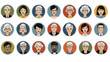© Holi - Diverse collection of senior adult avatar icons representing various ethnicities and styles.