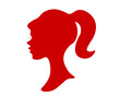 © Miss - Red Female Silhouette Profile with Ponytail, Isolated Vector Graphic on White