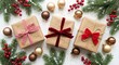 © nastazia - Christmas Gift Boxes Background with Decorations