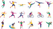 © IconicCreations - Sports activity illustration set, dynamic athlete poses, fitness and competition icons, vector art, diverse motion design, active lifestyle concept