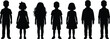 © Obaidul Vector Zoon - Diverse group of seven children silhouettes standing side by side kids diversity