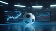 © The Little Hut - Soccer ball with financial charts background representing sports investment and trading strategies in a digital environment