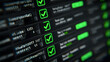 © Daniel - A close-up of a software development environment showing automated test results, with green checkmarks indicating successful tests.