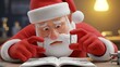 © MHK01 - Confused santa claus struggles to assemble a toy by reading a confusing instruction manual with tiny screws