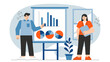 © Hamster - Business team giving public presentation Flat Vector Illustration