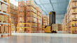 © Vanitjan - State-of-the-art industrial storage facility showcasing robotics technology in the supply chain, emphasizing distribution, automation, and the future of smart warehousing- 3D rendering