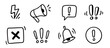 © Polina Tomtosova - Doodle attention sign icon set. Hand drawn caution signs, warning marks and alert sketch symbols designed to exclamation sign, error or important attention icon doodle. Vector illustration