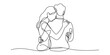 © Bilas - Continuous line drawing of a couple hugging