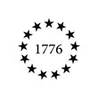 © Ximora - Betsy ross 13 stars 1776 with circle icon vector flat design on white background.