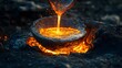 © Anyket - A glowing stream of liquid gold being carefully poured into a hot metal crucible