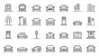 © Nayyab - Set of 30 parking outline icons featuring linear symbols for vehicles, garages, directions and parking services in minimalist modern illustration style on white background