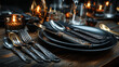 © Firidun - Bavarian cutlery on wooden table with copyspace for oktoberfest or other german festivals