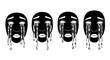 © LAILATUS - Four stylized black masks weep crystal tears, symbolizing deep sorrow, emotional pain, and profound sadness in a striking artistic representation.