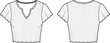 © VectoBloom - Women’s ribbed top technical fashion sketch, scalloped neckline and hem, short sleeves, cad drawing flat vector illustration design