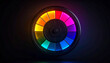 © Monmeo - Illuminated Color Spectrum Wheel: A captivating visual of a color wheel, each segment radiating vibrant hues against a dark backdrop, representing creativity and design.