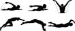 © Habiba - Swimmer silhouette, freestyle stroke, butterfly technique, diving pose, competitive swimming, water splash, athlete motion, aquatic sport, pool training, dynamic action