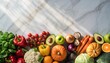 © Graph Squad - Fresh Harvest: A vibrant assortment of raw, ripe produce artfully arranged to showcase the beauty and abundance of natural food.