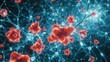 © AbdulMajid - Neural network glowing with floating red molecules showing cell activity science concept body stiffness rare disease