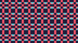 © samsul - A structured and vibrant seamless geometric lattice vector pattern. The design features columns of vertical pink and cyan stripes intertwined with rows of small squares and triangles.