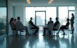 © Mia - Business meeting in glass room office with blurred people background. High quality
