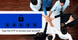 © InfiniteFlow - A group of professionals collaborates in an office setting, focusing on digital security with a one-time password method for safe account access. Gantry