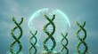 © Philipp - Green plant DNA double helices with glowing earth, sustainable biotech concept