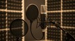 © Md - Professional condenser microphone with pop filter in a soundproof recording studio