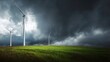 © putri syakilla - Wind turbines stormy landscape